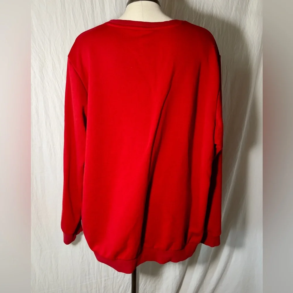 Adidas Men's Red Crewneck Sweatshirt Logo Pullover Size 2XL